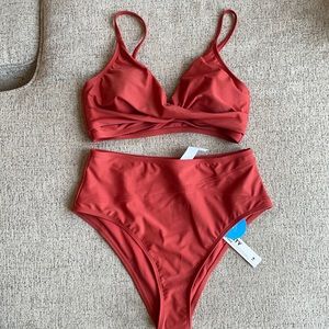 Cupshe Marsala Twist High Waisted Bikini